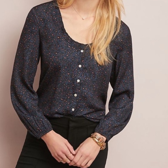 Anthropologie Dolan Marilyn Button Front Cheetah Print Top small - Picture 3 of 8